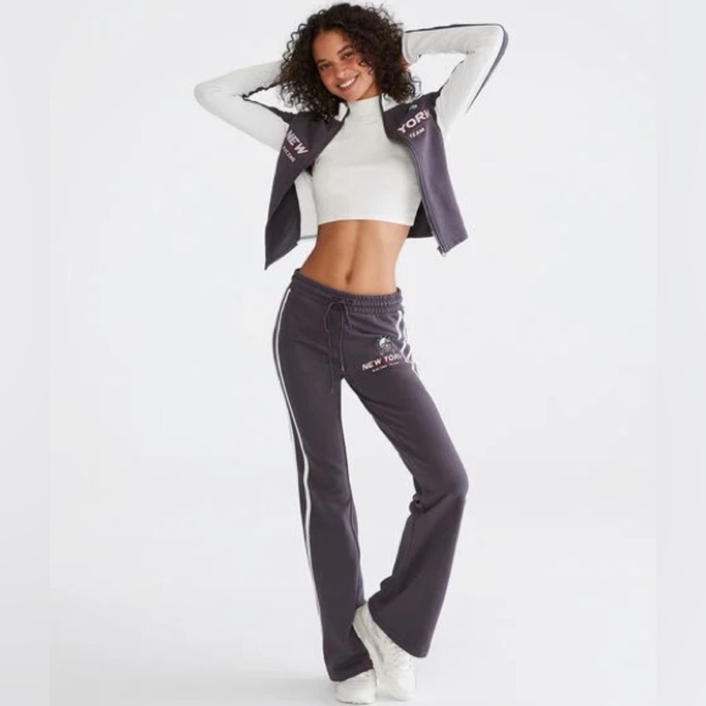 Aeropostale World Champ Racing Track Pants Grey Medium